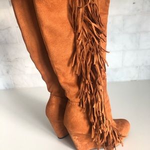 Wild Diva Knee High Fringe Boots